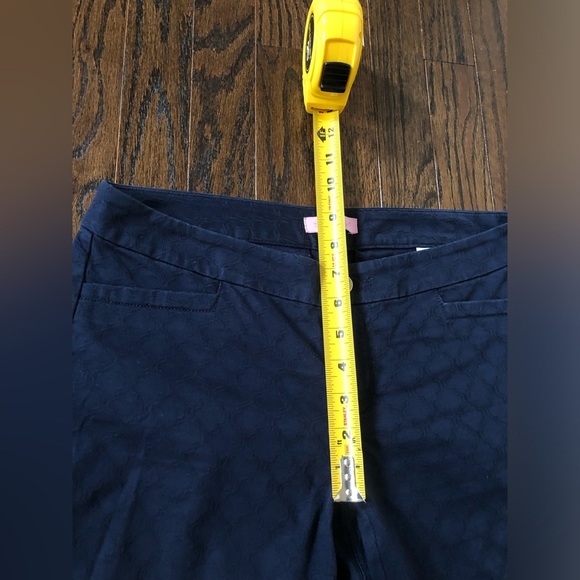 Lilly Pulitzer Women’s 2 Navy Blue Lattice Textured Skinny Ankle Pants - Picture 9 of 12